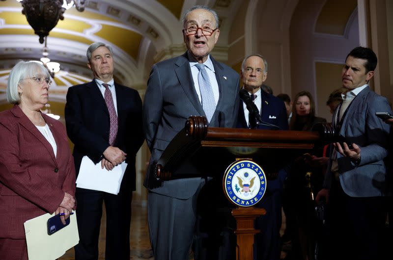 U.S. Senate Republicans hold weekly press conference at the U.S. Capitol Building in Washington