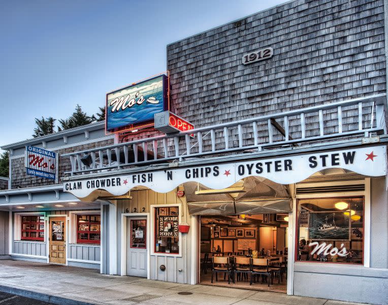 <p><strong>Newport, Oregon</strong></p> <p>This is the original dive in an Oregon chain built on fresh, creamy, New England–style chowder topped with bacon. Save room for the peanut butter cream pie: a signature recipe and local favorite; 541-265-2979, <a rel="nofollow noopener" href="http://www.moschowder.com/index.php" target="_blank" data-ylk="slk:moschowder.com;elm:context_link;itc:0;sec:content-canvas" class="link ">moschowder.com</a></p>