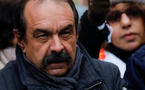 CGT union leader Philippe Martinez takes part in a demonstration against the pension overhauls, in Paris, on December 5, 2019 - Credit: THOMAS SAMSON/AFP