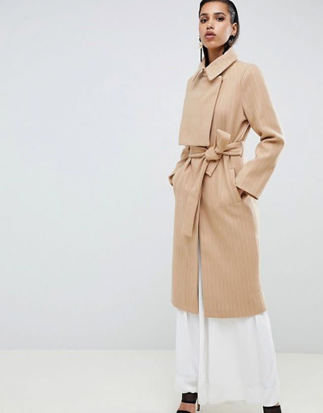 Asos Lavish Alice Asymmetric Wool Coat With Storm Flap