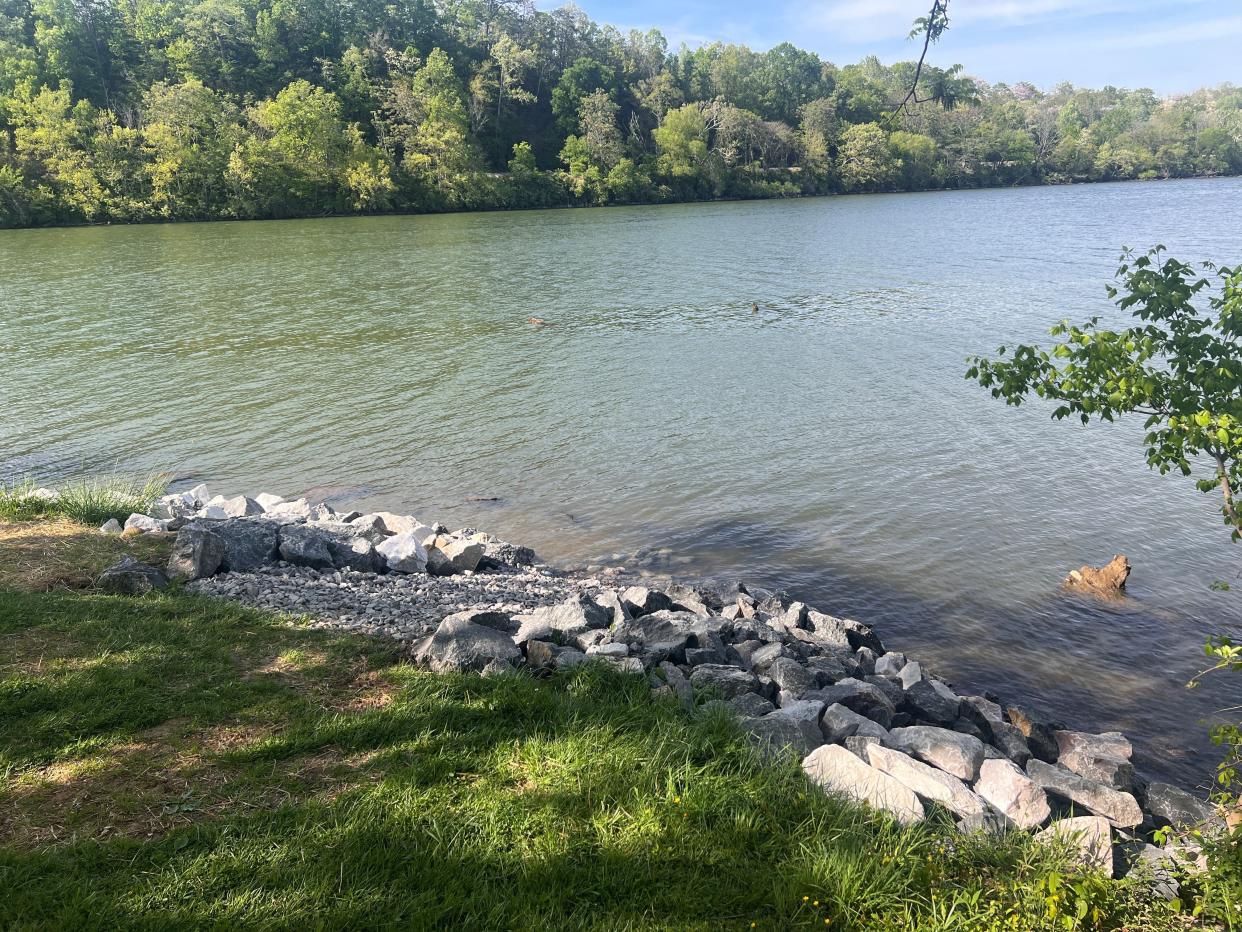 The overhaul of the Island Home Park riverbank offers a simple yet effective solution to erosion and river access. Tuesday, April 23, 2024.