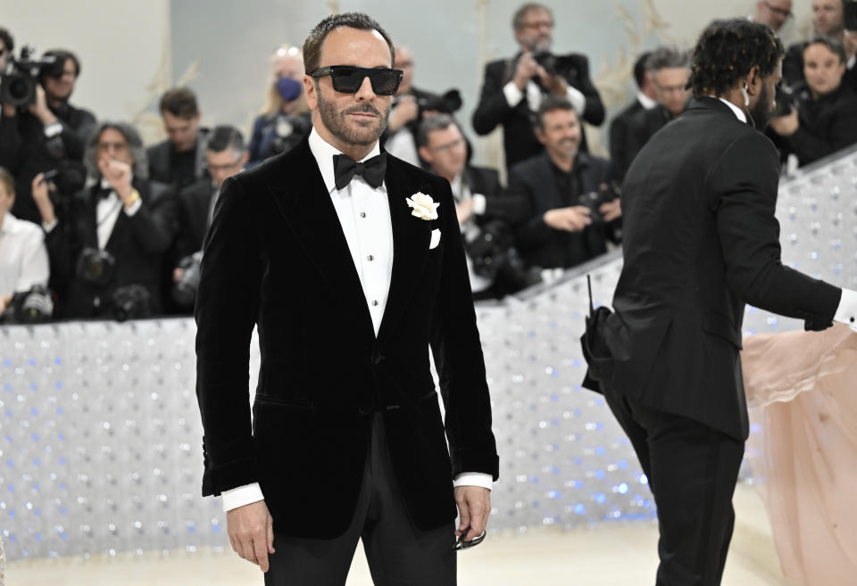 FILE - Tom Ford attends The Metropolitan Museum of Art's Costume Institute benefit gala on Monday, May 1, 2023, in New York. Ford turns 62 on Aug. 27. (Photo by Evan Agostini/Invision/AP, File)