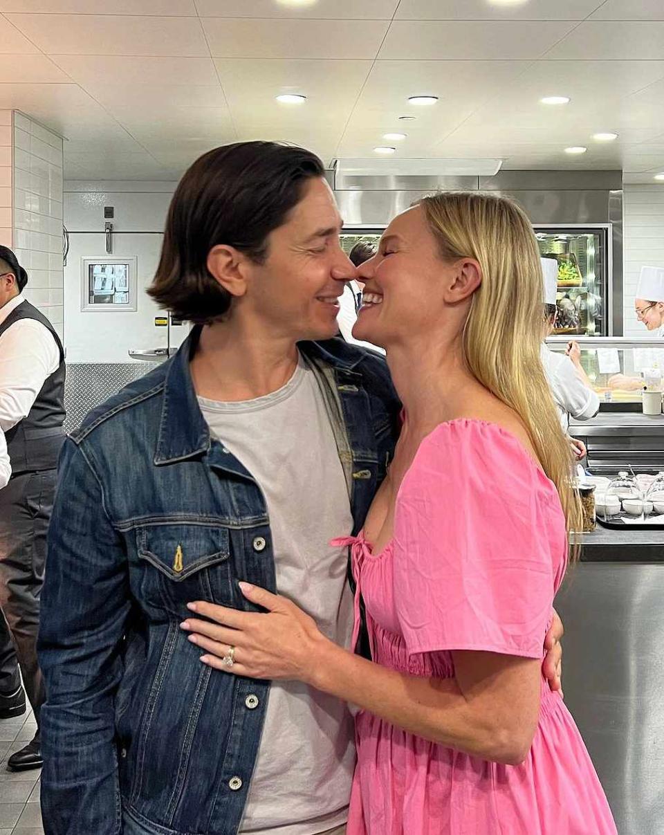 <p>Justin Long/ Instagram</p> Kate Bosworth and Justin Long Kiss in the Kitchen During Their Date Night