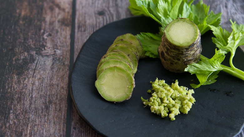 Japanese wasabi on plate 