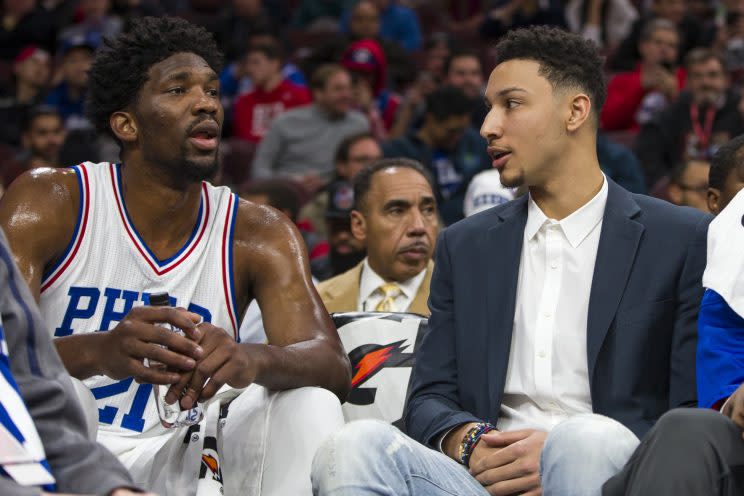 Joel Embiid, left, and Ben Simmons are the foundation of the 76ers. (AP)