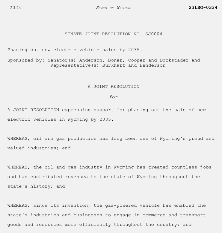 wyoming resolution against evs