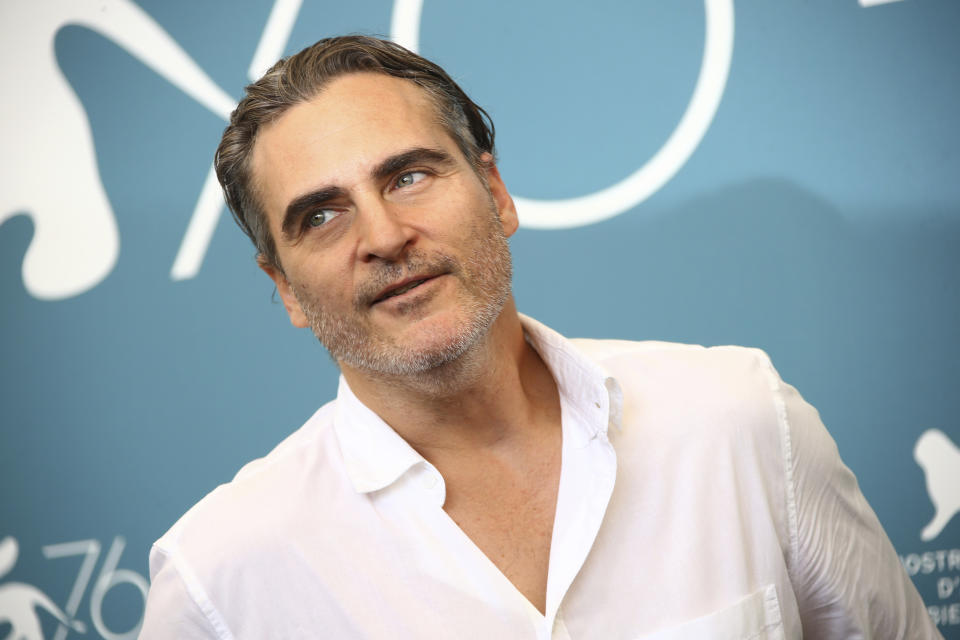 Actor Joaquin Phoenix poses for photographers at the photo call for the film 'Joker' at the 76th edition of the Venice Film Festival in Venice, Italy, Saturday, Aug. 31, 2019. (Photo by Joel C Ryan/Invision/AP)