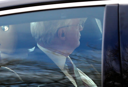 Britain's Secretary of State for Exiting the European Union David Davis arrives by car at Chequers, the official country residence of the Prime Minister, near Aylesbury, Britain, February 22, 2018. REUTERS/Darren Staples