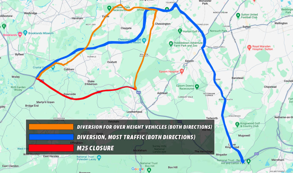 M25 closure May diversion route