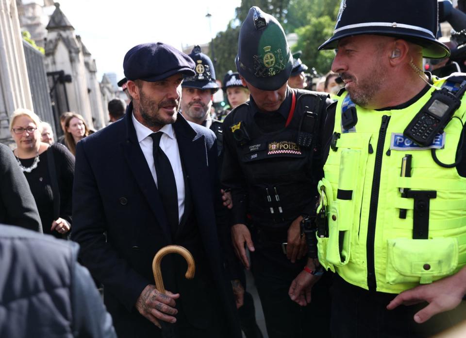 David Beckham after paying his respects to the Queen’s coffin on Friday (REUTERS)