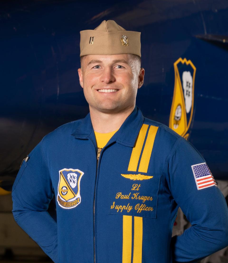 Lieutenant Paul Kruger is the supply officer for the 2023 Blue Angels team.