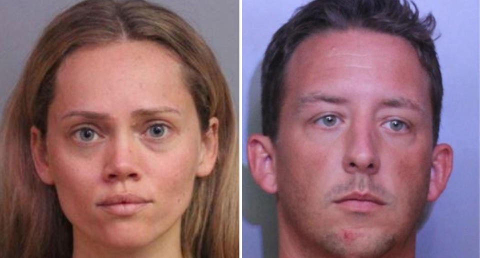 Mugshot photos of Courtney and Joseph, side by side. 