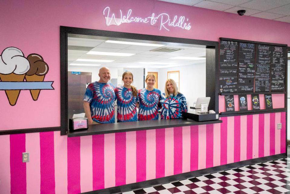 Andy, Callie, Gracie and Kristen Riddle in Riddle’s Ice Cream Shop’s new location at 4576 Penns Valley Road on Thursday, March 7, 2024.