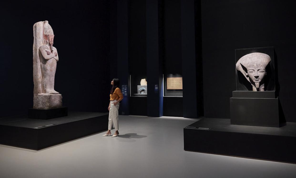 Installation view of the 2024 Melbourne Winter Masterpieces® Pharaoh, a collaboration between the British Museum and the NGV, on display from June 14 – October 6 2024 at NGV International, Melbourne. Photo: Sean Fennessy