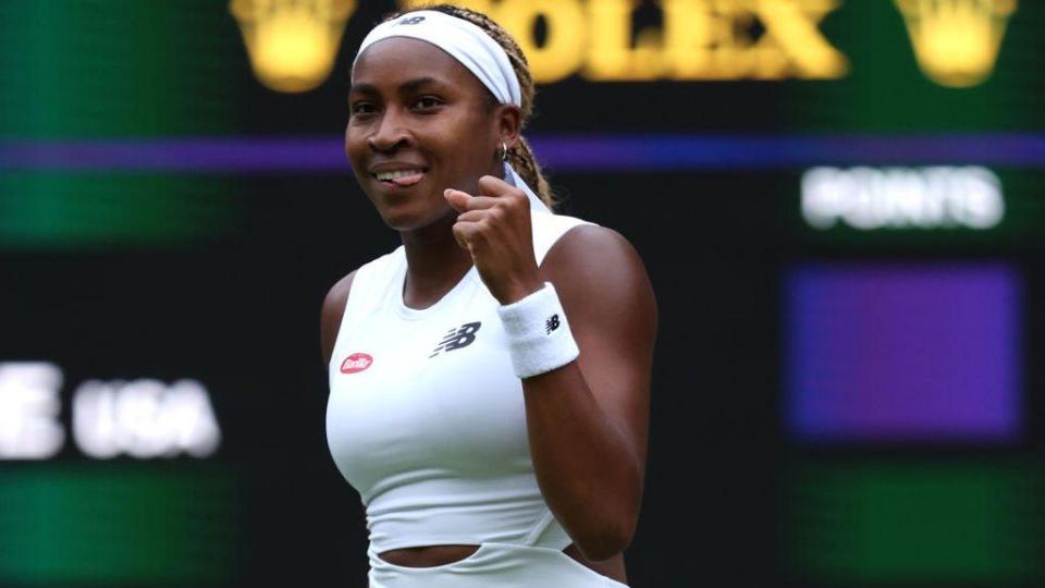 Coco Gauff celebrates