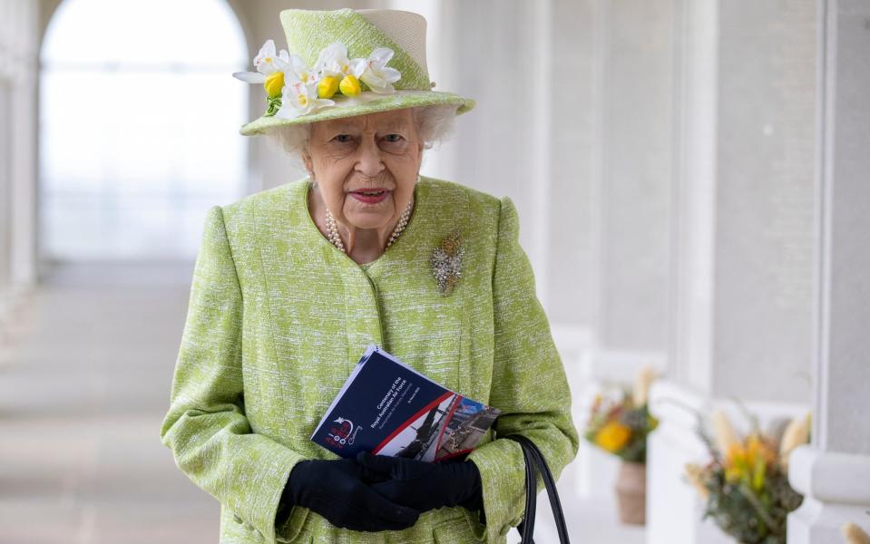 The Queen marking the centenary of the Royal Australian Air Force today -  Steve Reigate /Daily Express