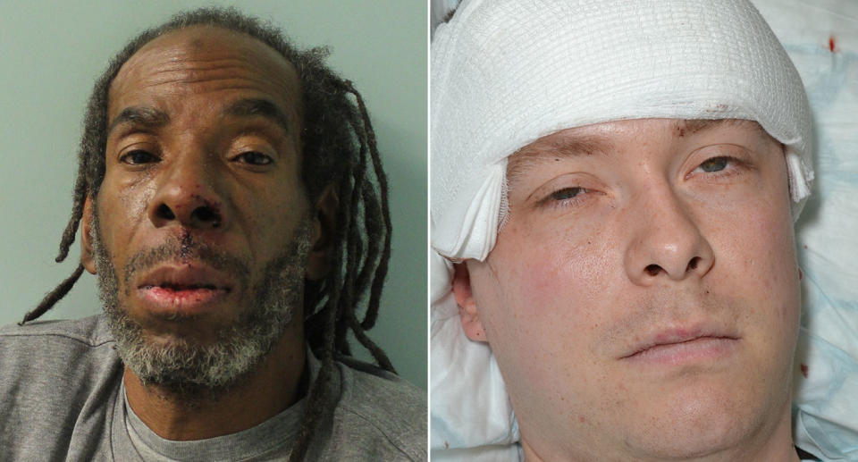 Rowdan, left, was cleared of the attempted murder after he hacked at PC Outten, right.