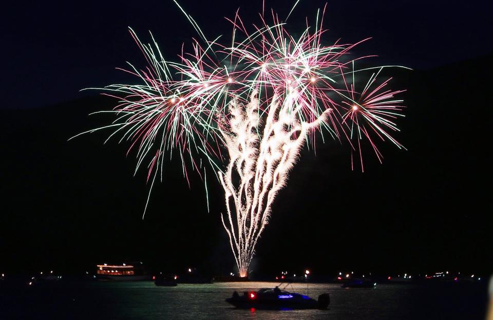 In this file photo, fireworks light up the night sky over Lake George during the annual Bolton Landing Independence Day celebration.