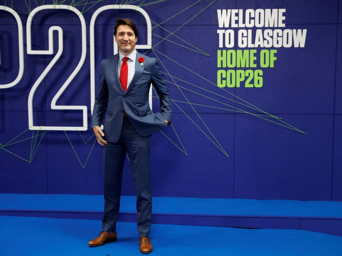 Prime Minister Justin Trudeau arrives for the COP26 summit in Glasgow, Scotland, Monday Nov. 1, 2021. (Phil Noble/The Associated Press - image credit)