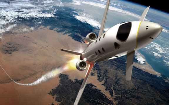 Artist's concept of EADS' "space jet" rocketing into suborbital space.