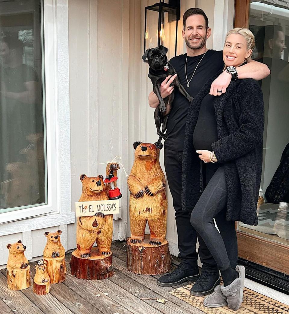 Pregnant Heather Rae El Moussa Poses with Tarek at Their 'Beary Cute' Mountain Home: 'Daddy and Momma Bear'