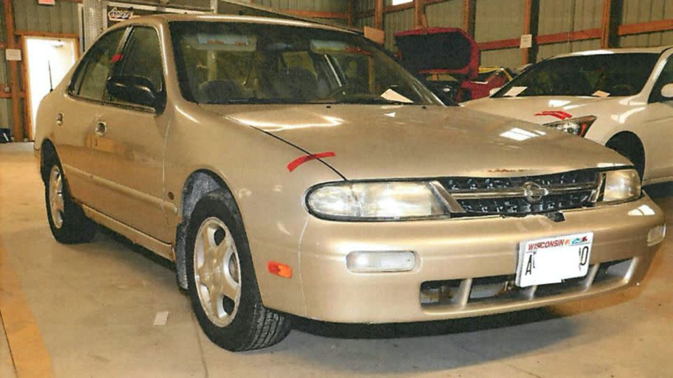 Police in Two Rivers are asking the public to share camera footage of this 1997 four-door Nissan Altima. - Two Rivers Police Department