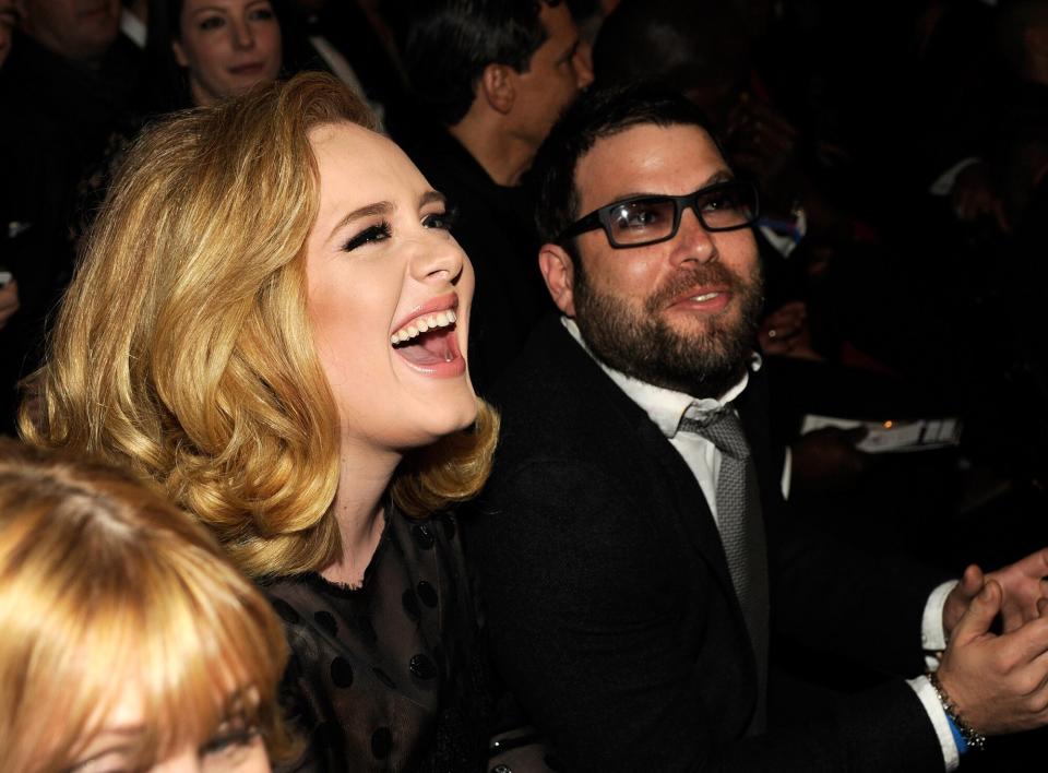 Adele and Simon Konecki attend The 54th Annual GRAMMY Awards at Staples Center on February 12, 2012 in Los Angeles, California