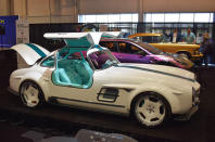 <p>One of many unique vehicles on display in the new FutureTech Studio area – which showcases future propulsion technologies – is this Tesla-swapped Gullwing, again the work of John Sarkisyan. A Model 3 unibody chassis was narrowed to get the proportions of the classic 300SL, but the Tesla’s electronic features still function, including self-driving system and infotainment screen.</p>