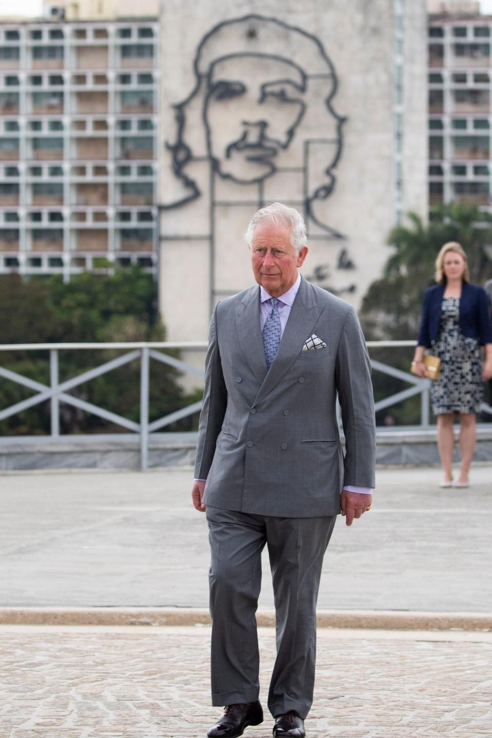 The Prince of Wales attends a wreath laying ceremony at the Jose Marti Memorial in Havana (PA)