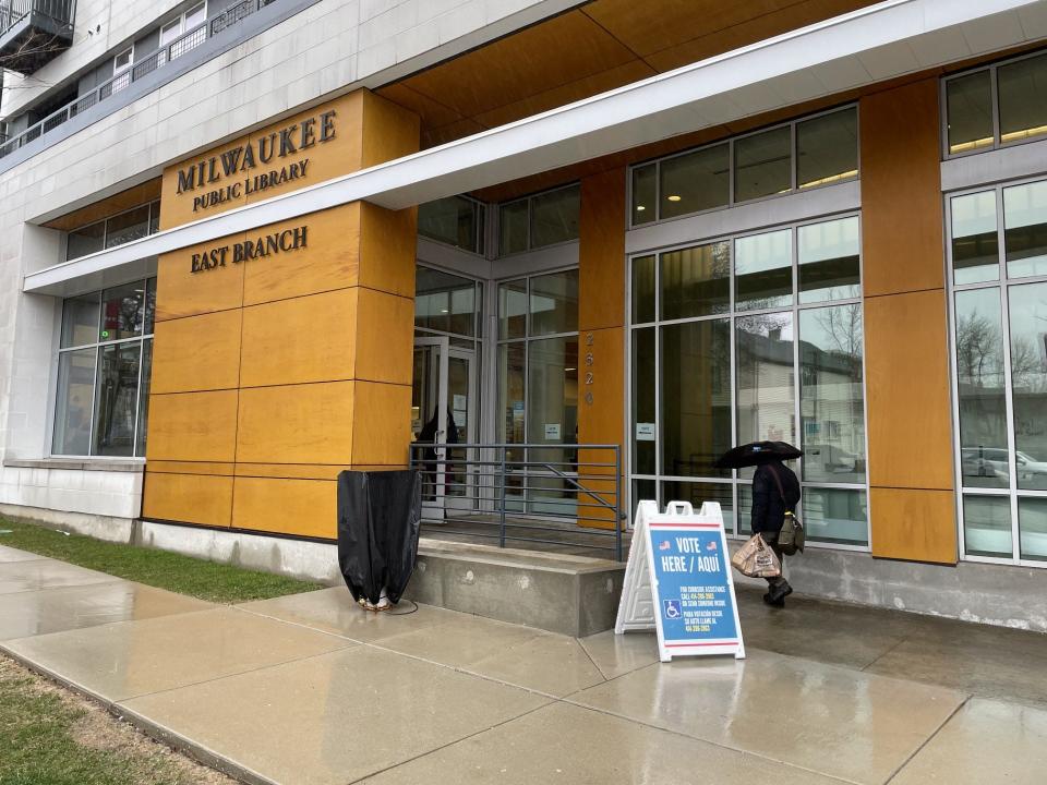 A steady stream of voters have cast ballots at the Milwaukee Public Library's east side branch Tuesday.