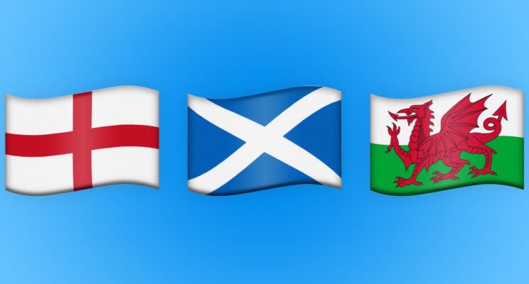 The flags for England, Scotland and Wales have finally been approved as emojis and will be released in 2017 (Emojipedia)