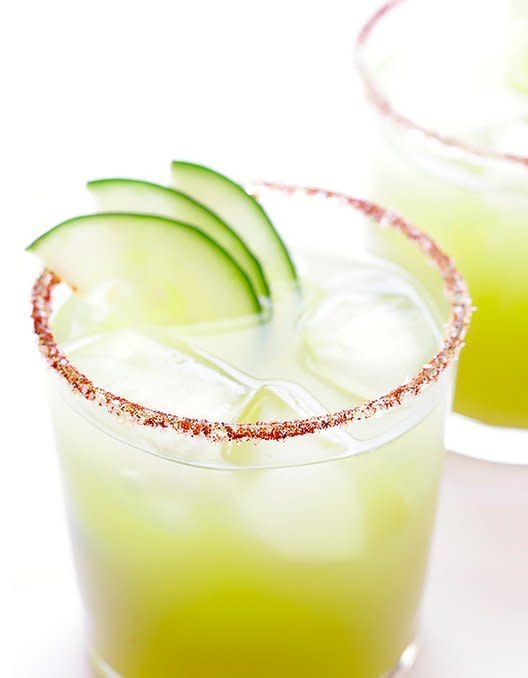 <strong>Get the<a href="https://www.gimmesomeoven.com/spicy-cucumber-margaritas/" target="_blank"> Spicy Cucumber Margarita</a> recipe from Gimme Some Oven</strong>
