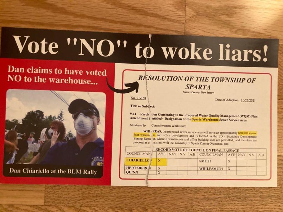 Flier paid for by a Republican Super PAC says "Vote NO to woke liars."