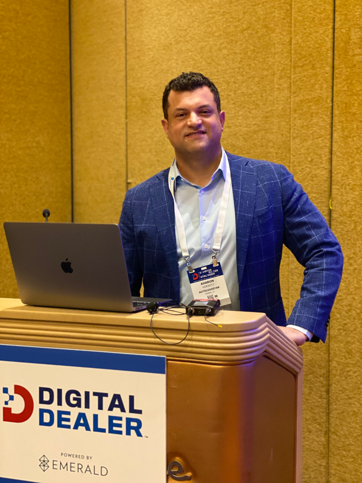 Aharon Horwitz, CEO of Fullpath, runs an AI company that caters to the automotive industry and customer service. He is seen here in October 2021 at a conference in Las Vegas.