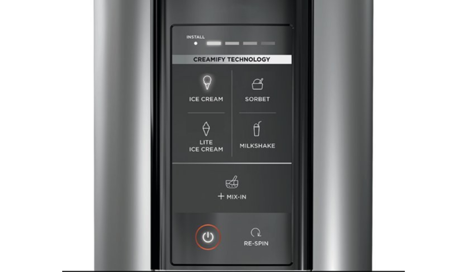Blown up view of the Ninja Creami's control panel with buttons like 