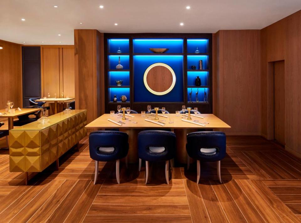 A table at The Tambourine Room by Tristan Brandt at the Carillon Miami Wellness Resort. The French restaurant, which uses Asian influences, earned a Michelin star in the 2023 guide.