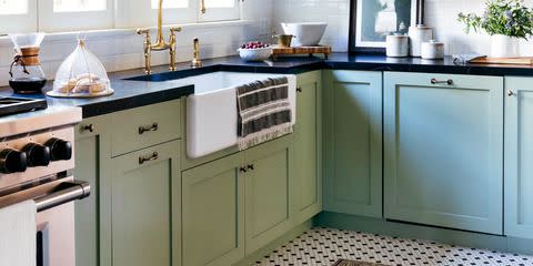 green kitchen cabinets in kitchen designed by martha mulholland