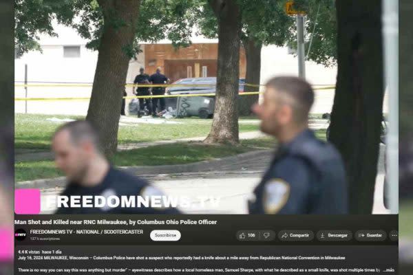 Captura de video que muestra a agentes de la policía acordonar zona donde abatieron a hombre en Milwaukee