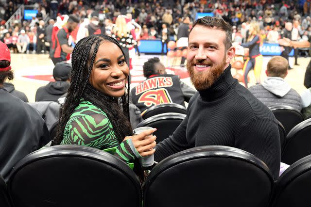 Paras Griffin/Getty Lauren Speed-Hamilton and Cameron Hamilton attend the game between the Detroit Pistons and the Atlanta Hawks at State Farm Arena on December 23, 2022 in Atlanta, Georgia