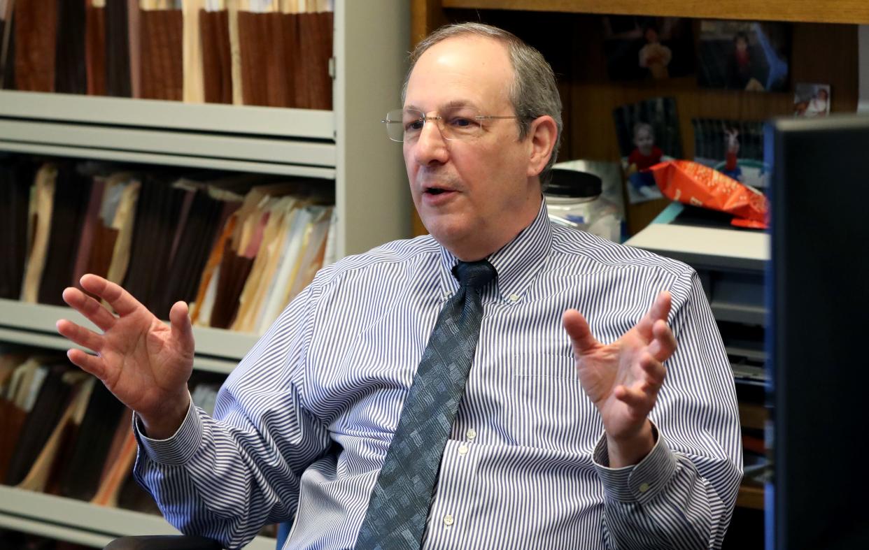 Attorney Ira Emanuel at his New City office Jan. 18, 2022. He is representing clients who want to build a synagogue at 62 Riverglen Dr. in Pomona. 