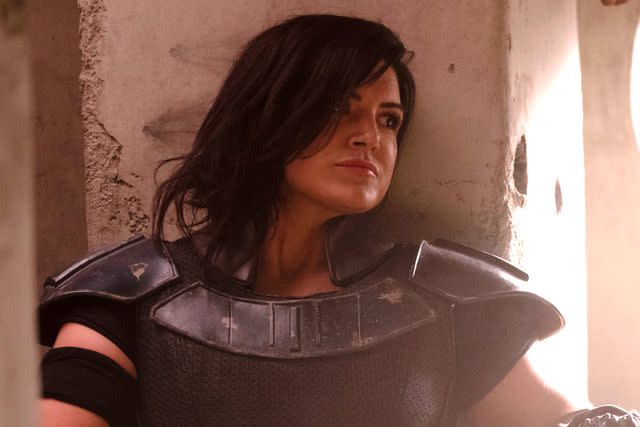 <p>Melissa Sue Gordon / Disney+/Lucasfilm / courtesy Everett</p> Gina Carano on 'The Mandalorian'