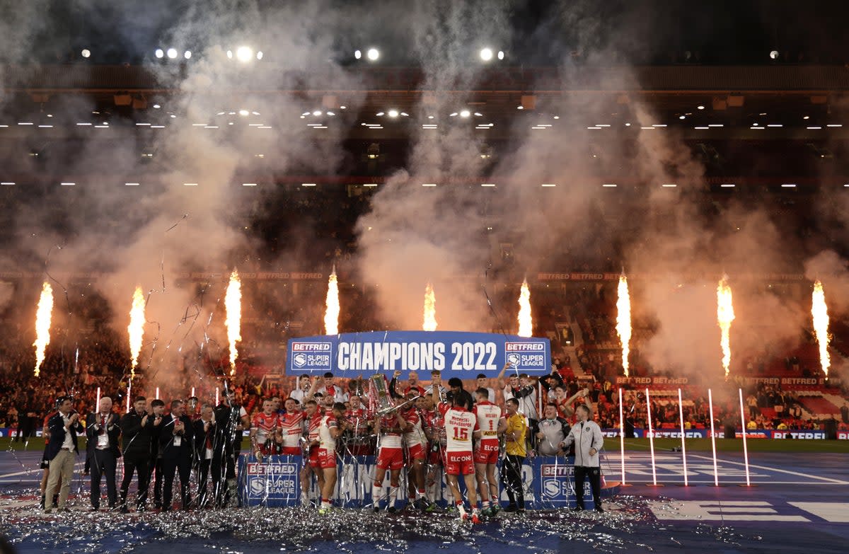 St Helens celebrate their fourth successive Grand Final triumph (PA Images/Richard Sellers) (PA Wire)