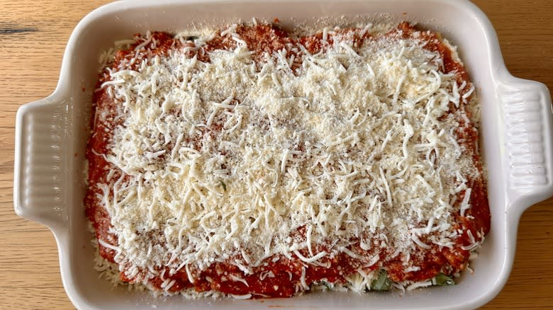 top cheese layer on lasagna