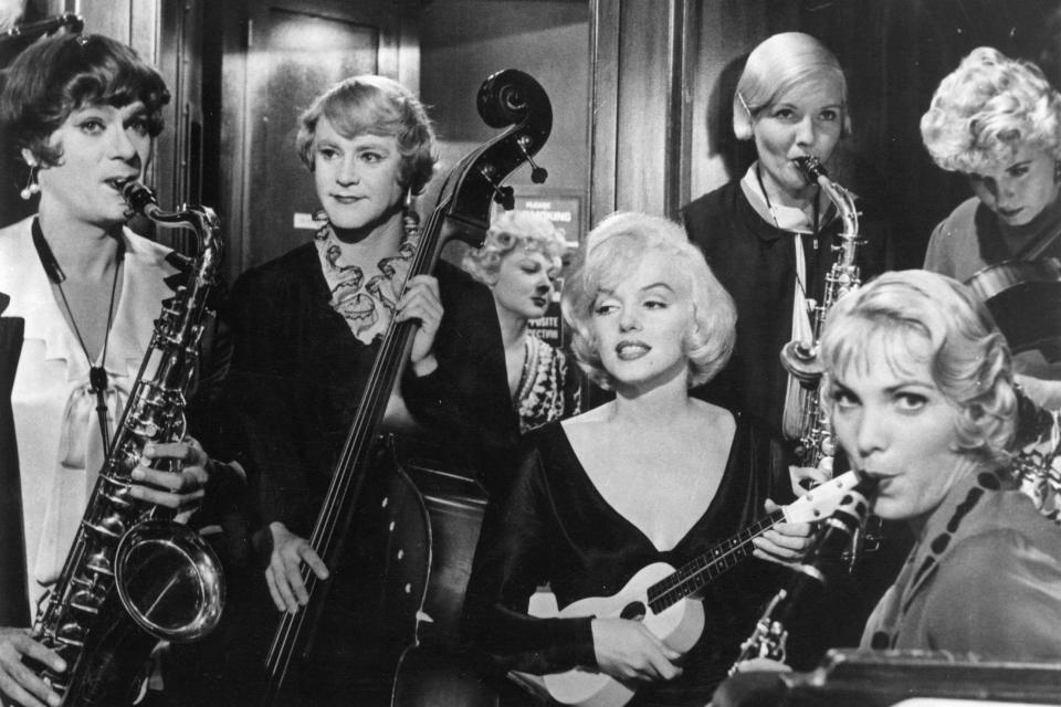 Tony Curtis, Jack Lemmon, and Marilyn Monroe make beautiful comedic music.  (Photo: United Artists)