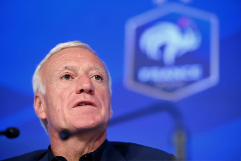 France coach Didier Deschamps talks to the press on Thursday in Paris