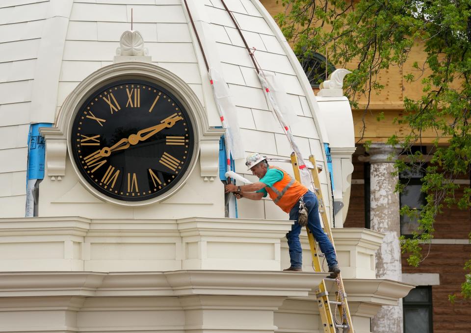 Four big clocks are included in the rebuilt Mason County Courthouse and its new crown.