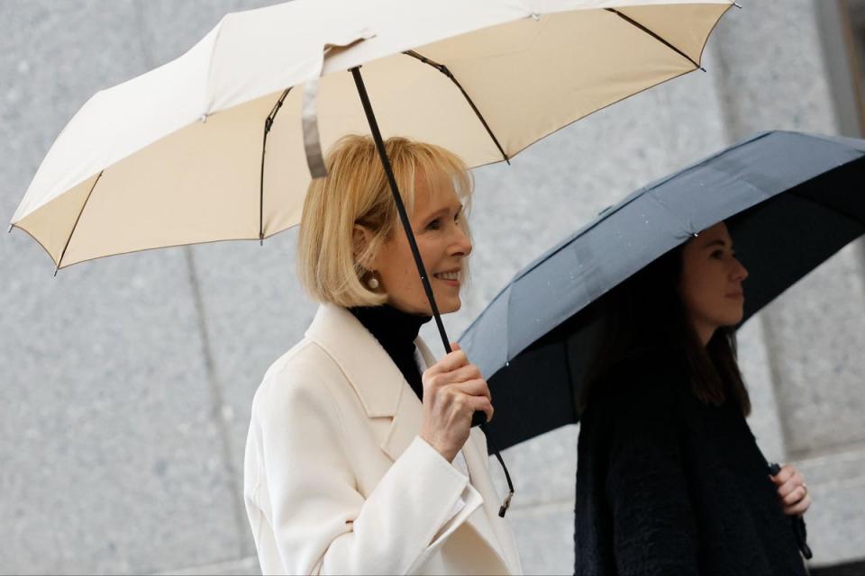 E. Jean Carroll arriving for her civil defamation trial against former President Donald Trump (Getty Images)