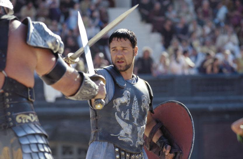 Russell Crowe como Maximus en 'Gladiador 2'. (Crédito: IMDb)