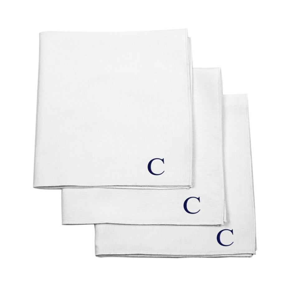 Cathy Concepts Monogram Cotton Pocket Square (Set of 3)