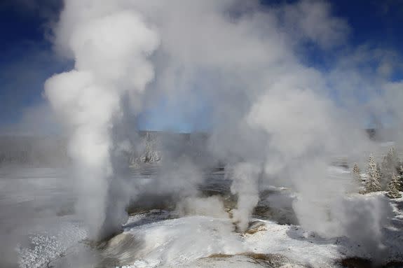 Steaming Yellowstone National Park; a supervolcano.